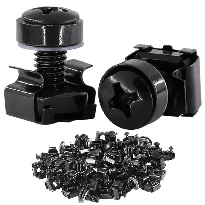 Jashem 60 Pack M6 x 20 mm Server Rack Screws Computer Rack Mount Screws Cage Nuts and Screws Square Insert Nuts for Audio Server Console Mounting Routers, Shelves, Enclosures, Cabinets - Image 1